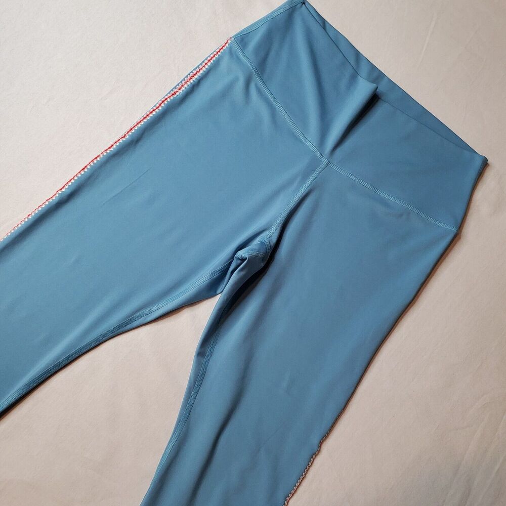 Nike Women Size XL Dri Fit Yoga Crochet Edge 7/8 Leggings High Waist Blue DA1037
